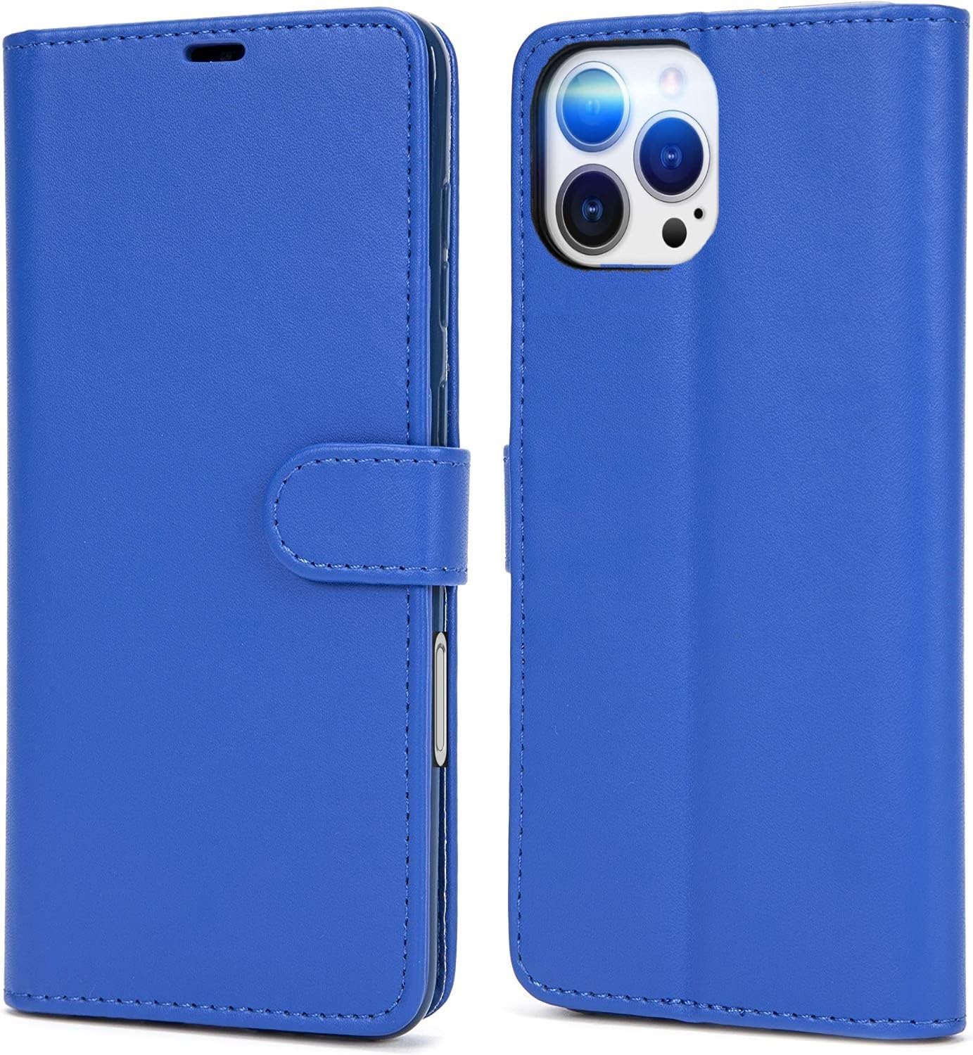 NWNK13 For iPhone 16 Pro Max (6.9") Case Leather Wallet Book Flip Stand View Phone Cover with Card Holder Slots Compatible with iPhone 16 Pro Max Blue — image 1