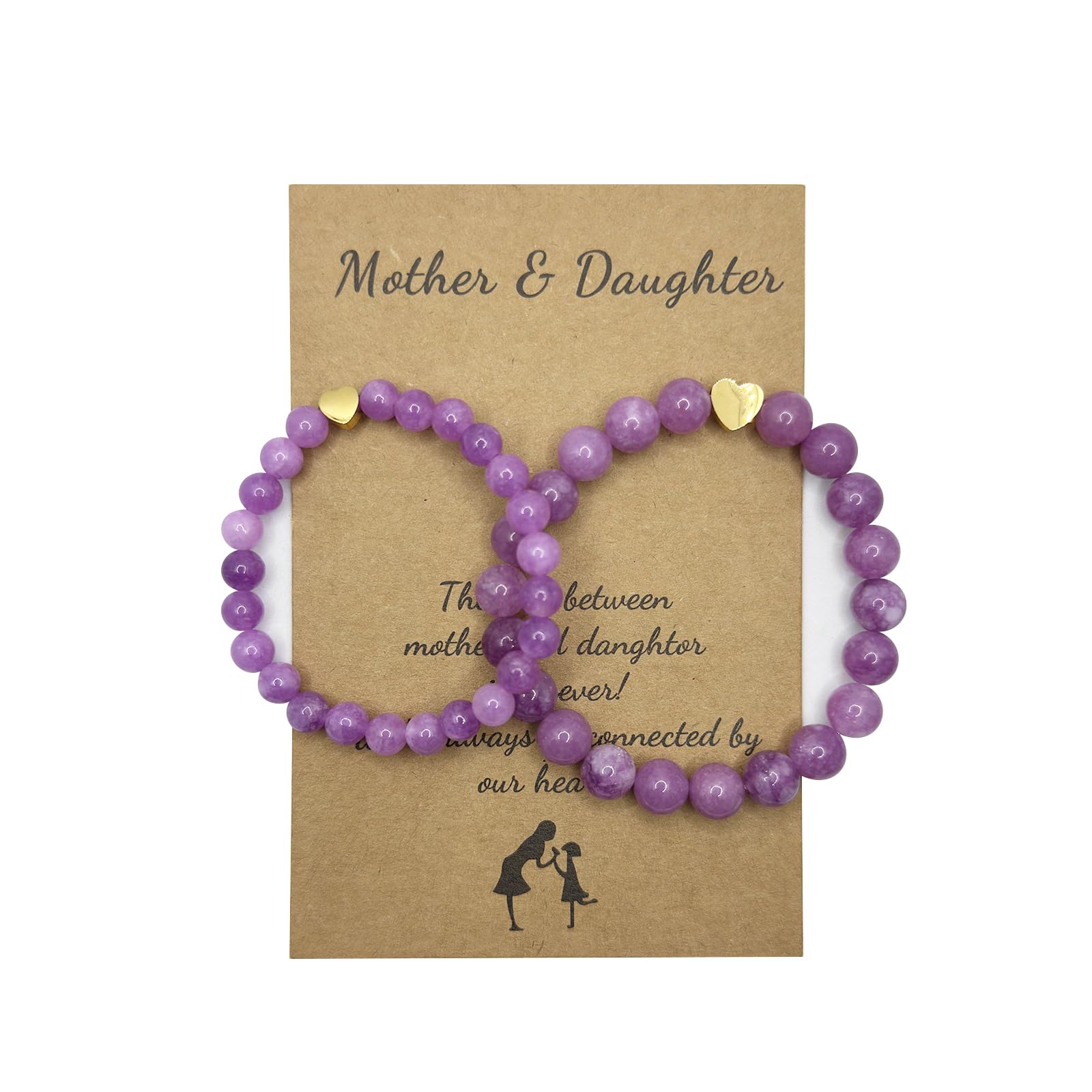 Photo 1 of ***SINGLE BRACELET*** Mother Daughter Bracelets Mom Daughter Matching Heart Natural Stone Bracelet for Mama Me(Purple)