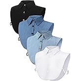 Syhood 4 Pcs Fake Collar Detachable False Dicky Collar Half Shirts Round for Women Outfits Halloween Costume Accessories