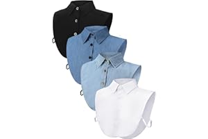 Syhood 4 Pcs Fake Collar Detachable False Dicky Collar Half Shirts Round for Women Outfits Halloween Costume Accessories
