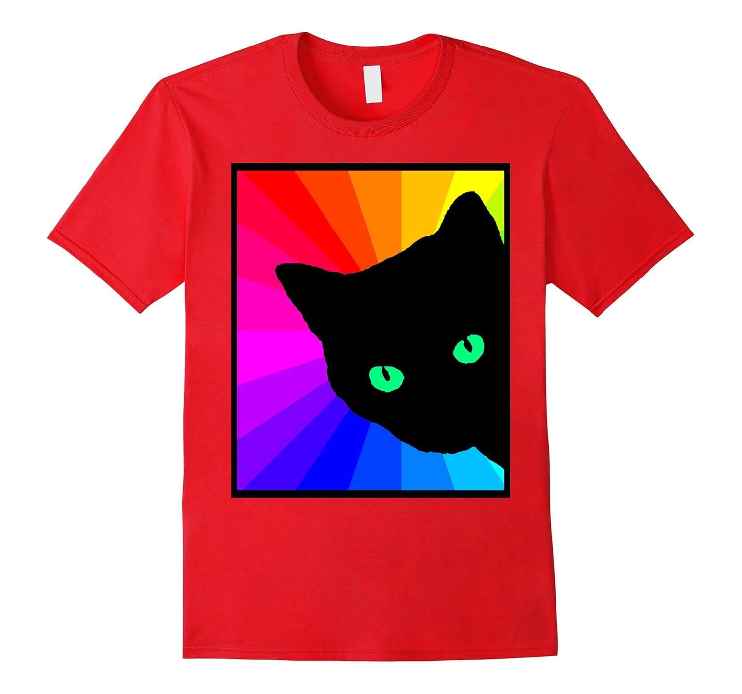 Black Cat Bright Color Prism Neon Eyes - Cat Lover T Shirt-ANZ