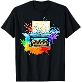Watercolor Typewriter Writing Writer Creative Retro Author T-Shirt
