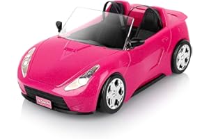 SUPER JOY Dolls Accessories - Convertible Car for Dolls Glittering Pink Convertible Doll Car