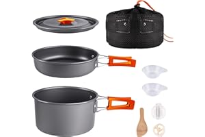 aiGear Camping Cooking Set Cookware Mess Kit with Storage Bag Pot Pan Set Camping Accessories for Outdoor Camping Hiking Picnic Portable and Lightweight Aluminum