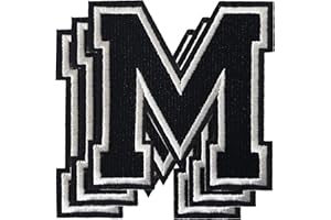 Harsgs 3.1 Inch Iron on Letters Patches, Embroidered Individual Letters Patch Applique for Clothes, Dress, Hat, Jeans, DIY Accessories, 3 Pieces M