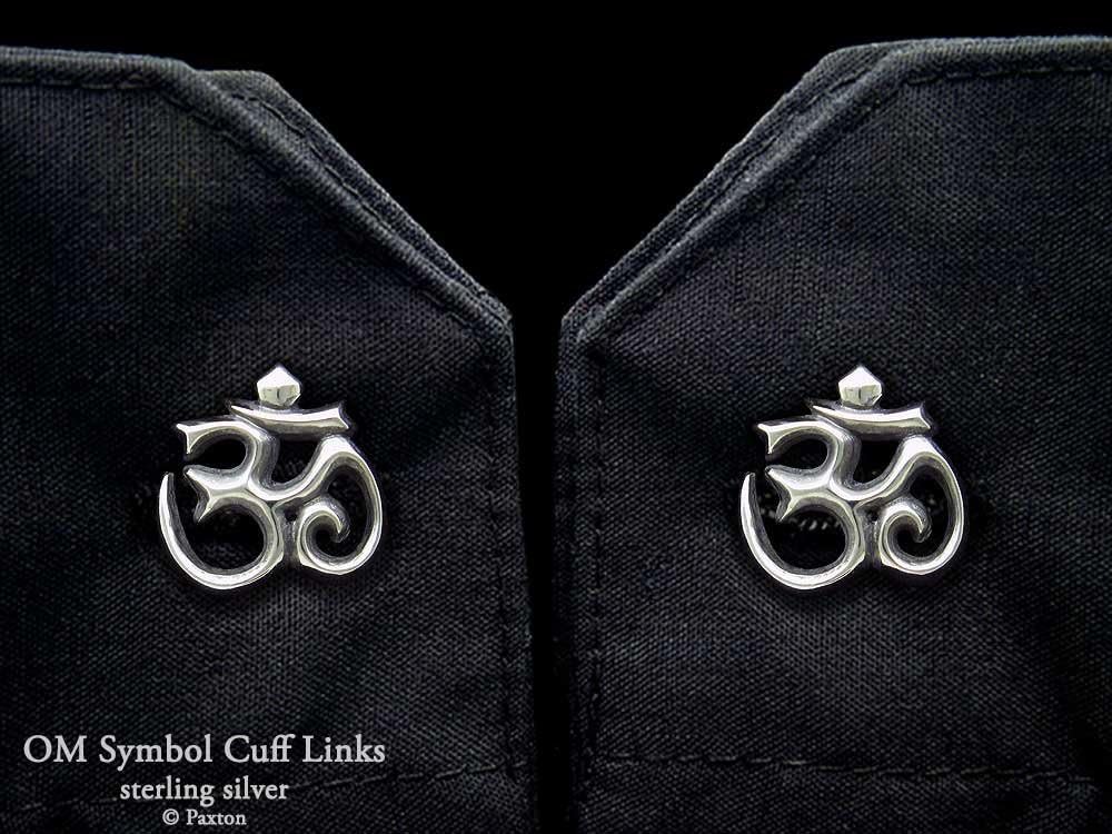 OM Symbol Cuff Links in Solid Sterling Silver Hand Carved & Cast by Paxton