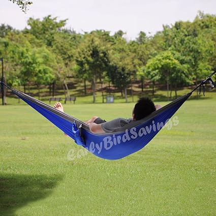 Generic Double Person Hanging Hammock Portable Rope Outdoor Camping Swing Nylon Sky Blue