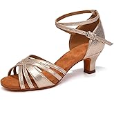YCALCP Women Latin Dance Shoes Open Toe Performance Professional Salsa Bachata Ballroom Dance Shoes,Model WZSP811-5cm Heel