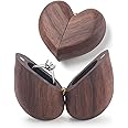 ERDOGLY Heart Shaped Ring Box, Wooden Ring Box for Proposal, Personalized Engagement Ring Holder Box, Vintage Wood Ring Bearer Box Jewelry Gift Case for Wedding, Anniversary