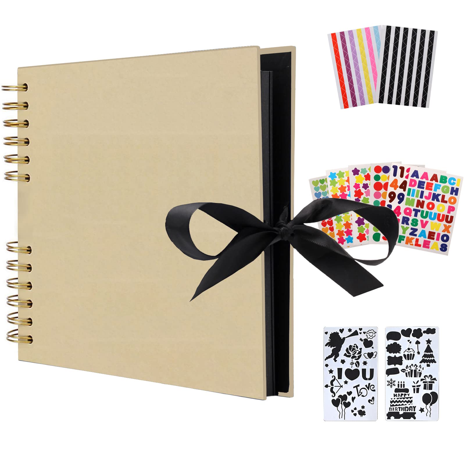 AIOR Photo Album Scrapbook Memory Books 80 Pages, Large Scrapbooking, DIY Vintage Handmade Presents for Wedding Engagement Anniversary Birthday, Christmas Presents for Girls Women (Yellow)