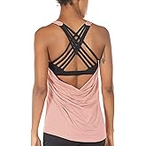 icyzone Women's Open Back Workout Athletic Yoga Tank Tops with Built in Bra