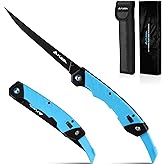 FLISSA 6.5" Folding Fillet Knife with Sheath, Fishing Knife, Razor Sharp & flexible Blade, Non-Slip Foldable Grips, Great for Fish Cleaning, Filleting, Deboning, Slicing