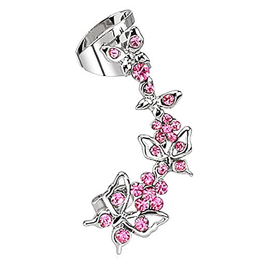 Taffstyle® Knorpel Schmuck Ohrklemme Ohrring Ohrstecker Helix Cartilage Piercing ear cuff mit Kristall Schmetterling