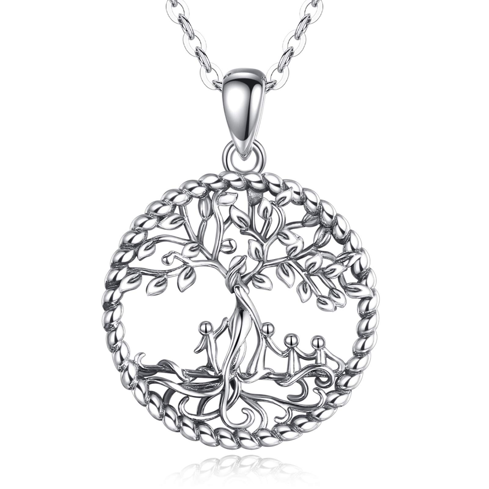 AEONSLOVE Sterling Silver Tree of Life Necklace, Family Love Tree Pendant Necklace Tree of life Jewelry for Women Mother, 18" Chain