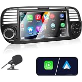 Liulbobu Car Stereo for Fiat 500 2007-2015 Compatible Wireless Carplay &amp; Android Auto, 7 Inch Fiat 500 Radio with Touchscreen/Bluetooth/Fm/Am/USB/DPS/RDS/Mirror Link/High Power