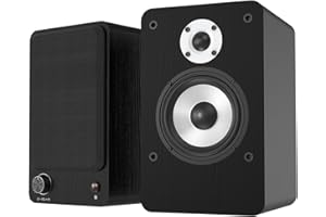 LONPOO Powered Bookshelf Speakers for Record Player,2.0CH Bluetooth Active Near Field Monitors with 1-inch Silk Domed Tweeter and 4-inch Aluminium Speaker for Home Theater, 100 Watts RMS