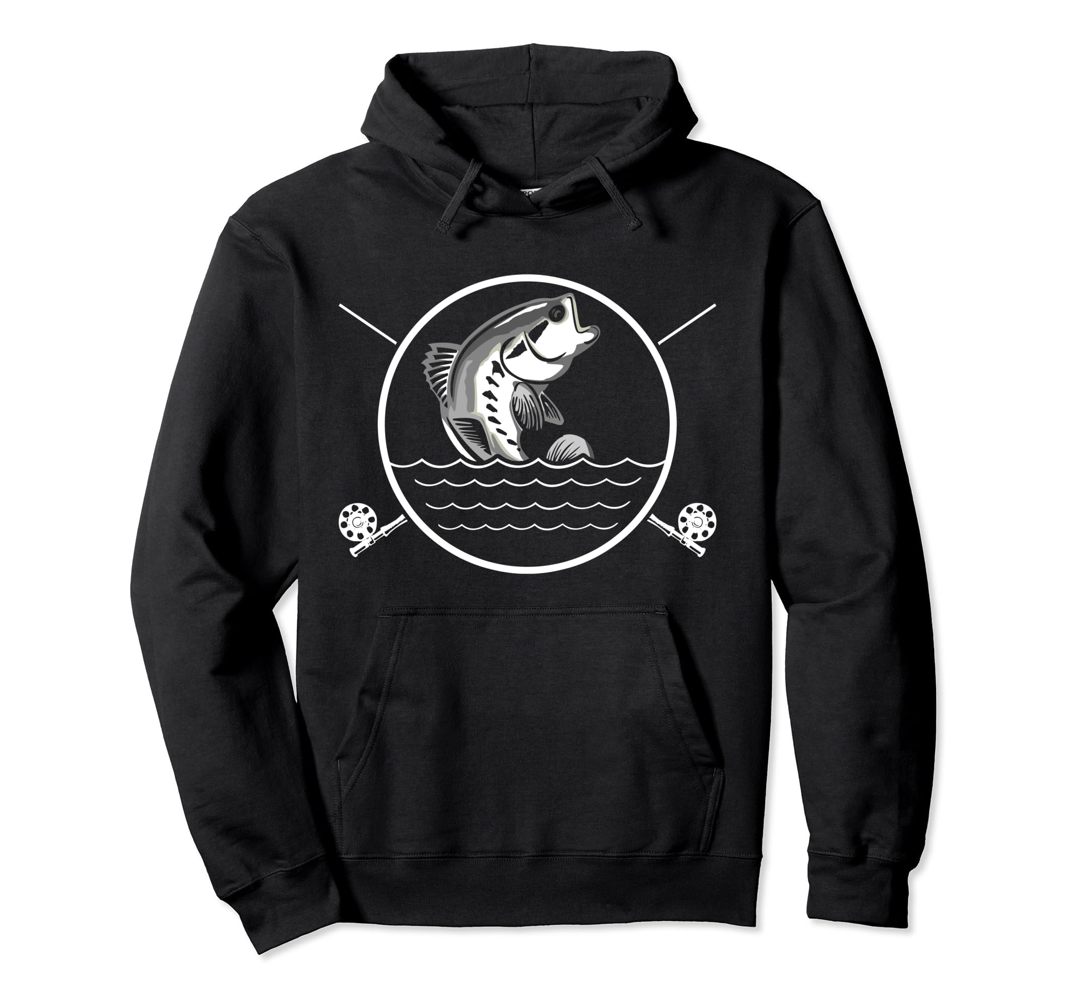 Angler motif with fish and fishing rod gift fishing Pullover Hoodie