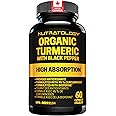 Nutratology Organic Turmeric Curcumin With Bioperine Black Pepper | Canadian-Made | 95% Curcuminoids For Maximum Absorption -