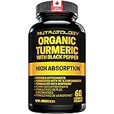Nutratology Organic Turmeric Curcumin With Bioperine Black Pepper | Canadian-Made | 95% Curcuminoids For Maximum Absorption -