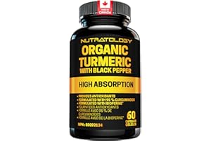 Nutratology® Organic Turmeric Curcumin With Bioperine Black Pepper | Canadian-Made | 95% Curcuminoids For Maximum Absorption 