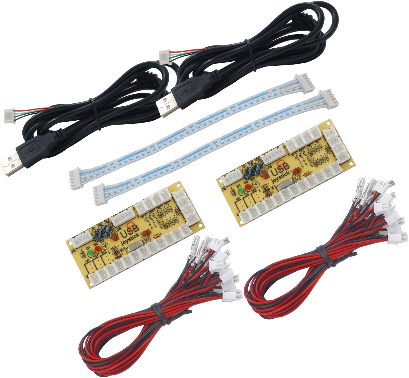 SJJX 2 Player Zero Delay Generic Game Controller USB Encoder Board to Joystick for MAME & Raspberry Pi 1/2/3 RetroPie DIY Projects Support for SANWA Parts