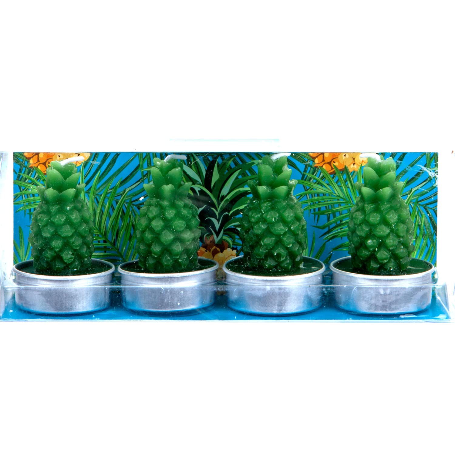 VFM - Scented Tealights Tropical Pineapple Multipack (4 Pack) Candles Gifts for Women, Home Décor, Fragrant Wax Candles (Green)