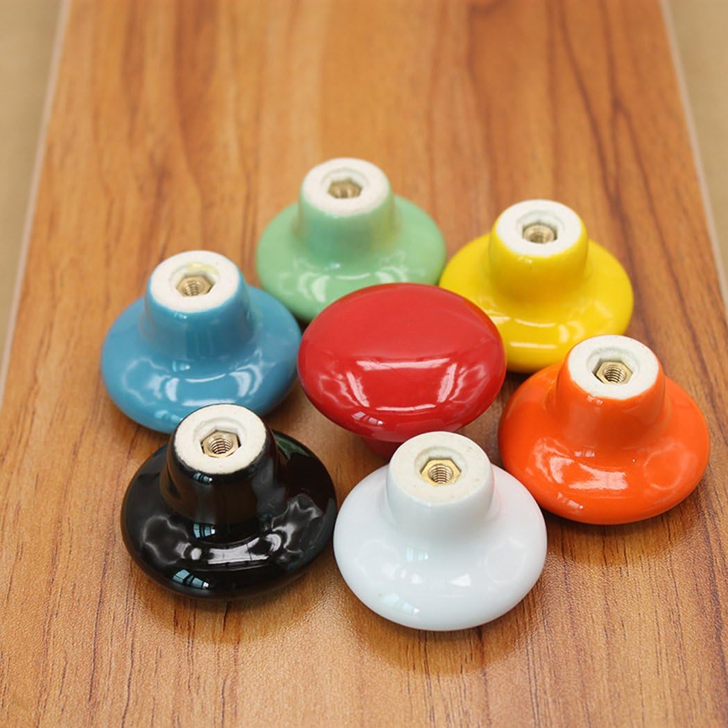 SeeRaphee Ceramic Round Cabinet Handles Drawer Pulls Round Door Knobs for Kid's Room Bedroom Door Cabinet Cupboard Wardrobe Pulls-10 Pack - Image 5