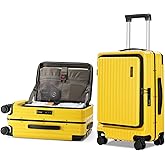 CENSIEN Carry On Luggage with Spinner Wheels, 20 Inch Airline Approved Suitcase, Lightweight ABS+PC Hard Shell Suitcases with Aluminum Frame, Top Opening, TSA Lock (Yellow, 1 PC)