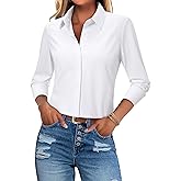 siliteelon Button Down Shirts for Women Dress Shirt Long Sleeve Blouses Stretch Fitted Wrinkle Free Collared Work Tops