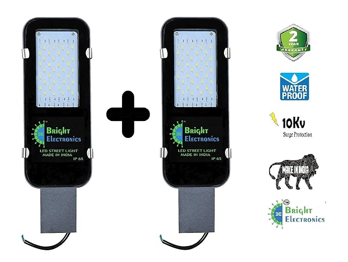 Bright Electronics 36w Street Lights Outdoor Waterproof Pack of 2 (White) with Wall clamp