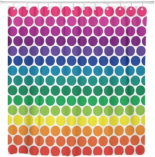 Amazon Com Artsocket Shower Curtain Blue Abstract Rainbow Dots Green Black Bold Bright Circle Home Bathroom Decor Polyester Fabric Waterproof 72 X 78 Inches Set With Hooks Home Kitchen