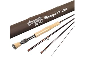 Aventik Heritage Fly Fishing Rod - American Quality- 4 Pieces 9FT IM8 Carbon Blank Classic Forgiving Medium Fast Action Fly Rod with Burgundy Finish and Premier Portuguese Cork Handle (4/5/6/7/8wt)