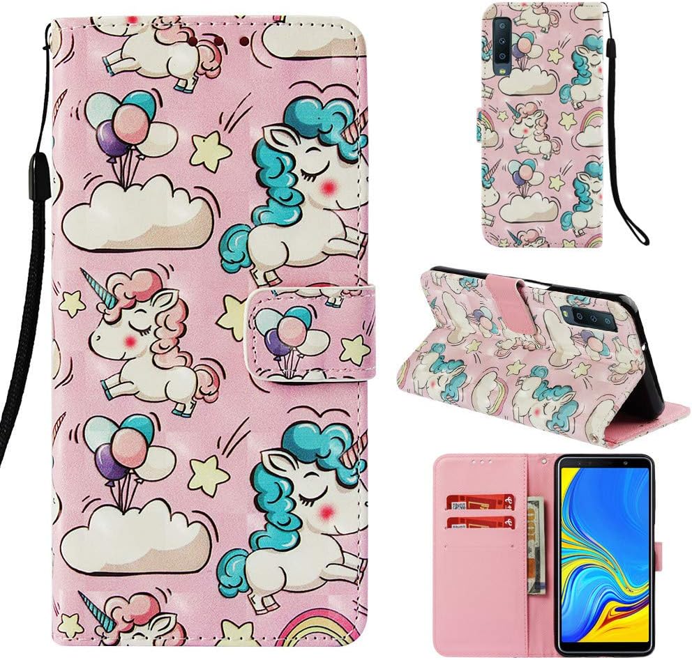 DodoBuy Huawei Y6 2019/Honor 8A Case Wallet 3D Magnetic Flip Folio PU Leather Cover Kickstand Card Holder for Huawei Y6 2019/Honor 8A - Unicorn