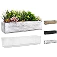 CYS EXCEL White Wooden Planter Box (17"x5" H:4") with Removable Plastic Liner | Multiple Colors Rustic Rectangle Indoor Decorative Box
