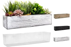 CYS EXCEL White Wooden Planter Box (17"x5" H:4") with Removable Plastic Liner | Multiple Colors Rustic Rectangle Indoor Decor