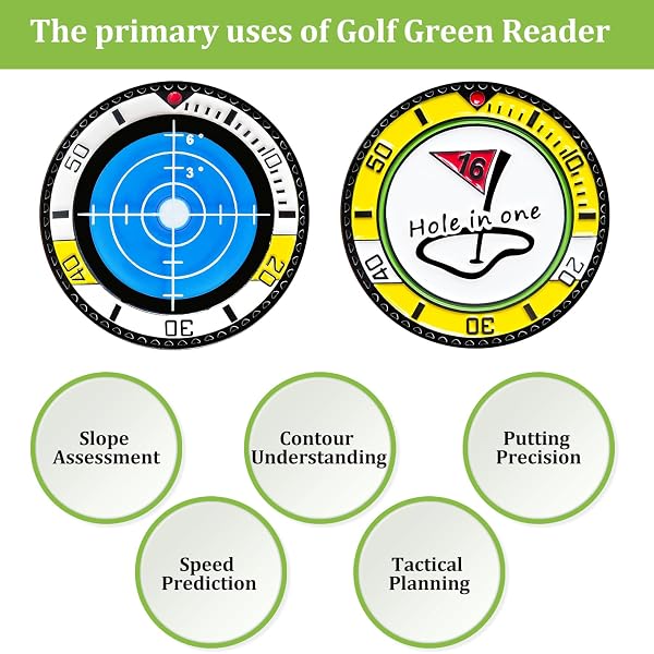 KEYUANET GOLF BALL MARKER FOR PUTTING GREEN GOLF ACCESSORIES GADGETS GIFTS FOR MEN WOMEN GREEN READER WITH HIGH PRECISION READING AID SLOPE MEASUREMENT IMPROVE SKILLS 1 PACK MARKING (WHITE BLUE)