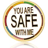 Pride Pins, YOU ARE SAFE WITH ME Rotatable Rainbow Trans Ally Pins for LGBTQ, Backpack, Lapel, Gay Progressive Pin