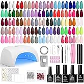 Beetles Gel Nail Polish Kit with U V Light - 80Pcs Color Enchantment 55 Colors Gel Polish Starter Kit with Base Top Coat DIY Nails Supply Stickers Manicure Tools Home Salon Gift for Women Teens Girls