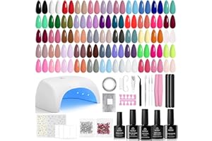 BEETLES GEL POLISH Beetles Gel Nail Polish Kit with U V Light - 80Pcs Color Enchantment 55 Colors Gel Polish Starter Kit with Base Top Coat DIY Nails Supply Stickers Manicure Tools Christmas Gift for Women Teens Girls