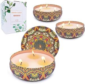 3 Pack Citronella Candle Outdoor Scented Soy Wax 3 Wick Tin, 75 Hour Burn, Outdoor and Indoor