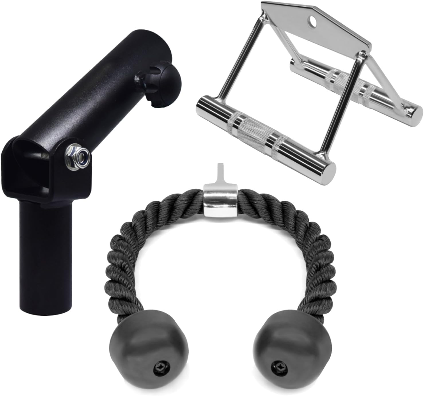 A2ZCARE Combo T-Bar Row Plate Post Insert & Tricep Press Down Cable Attachments