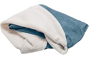 Furhaven Sherpa & Suede Snuggery Dog Bed Replacement Cover - Blue, 35-inch