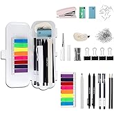123 Pcs Office Supplies Kit with Desk Organizers, Office Stationery Set, Mini Office Supply Kit Includes Stapler, Paper Clips, Push Pins, Highlighters for Desktop Accessories Set, School Supplies