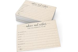 321Done Advice and Wishes for The Parents-to-Be Cards, Made in USA - 4x6 Tan, Fun Baby Shower Game Ideas, Gender Reveal Party Keepsake - Set of 50