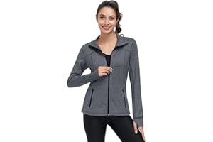 Dolcevida Womens Sports Jackets Zip Up Workout Yoga Jacket with Pockets