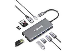 QGeeM Laptop Docking Station with HDMI 4K, 9 in 1 USB C Hub, 1000Mbps LAN, 100W PD, USB 3.0/2.0, SD/TF Card Reader, USB C Dock Compatible with iPhone 15/Mac/Dell/HP/Surface/Steam Deck