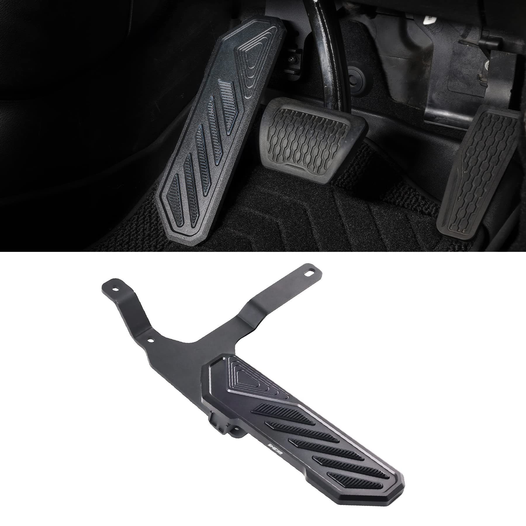 Photo 1 of SHEAM Dead Pedal Foot Rest Pad - Left Side Kick Panel Anti-Slip Thickened Compatible with 2007-2025 Jeep Wrangler JK JL JLU 4xe Gladiator JT Adjustable No Drilling Black