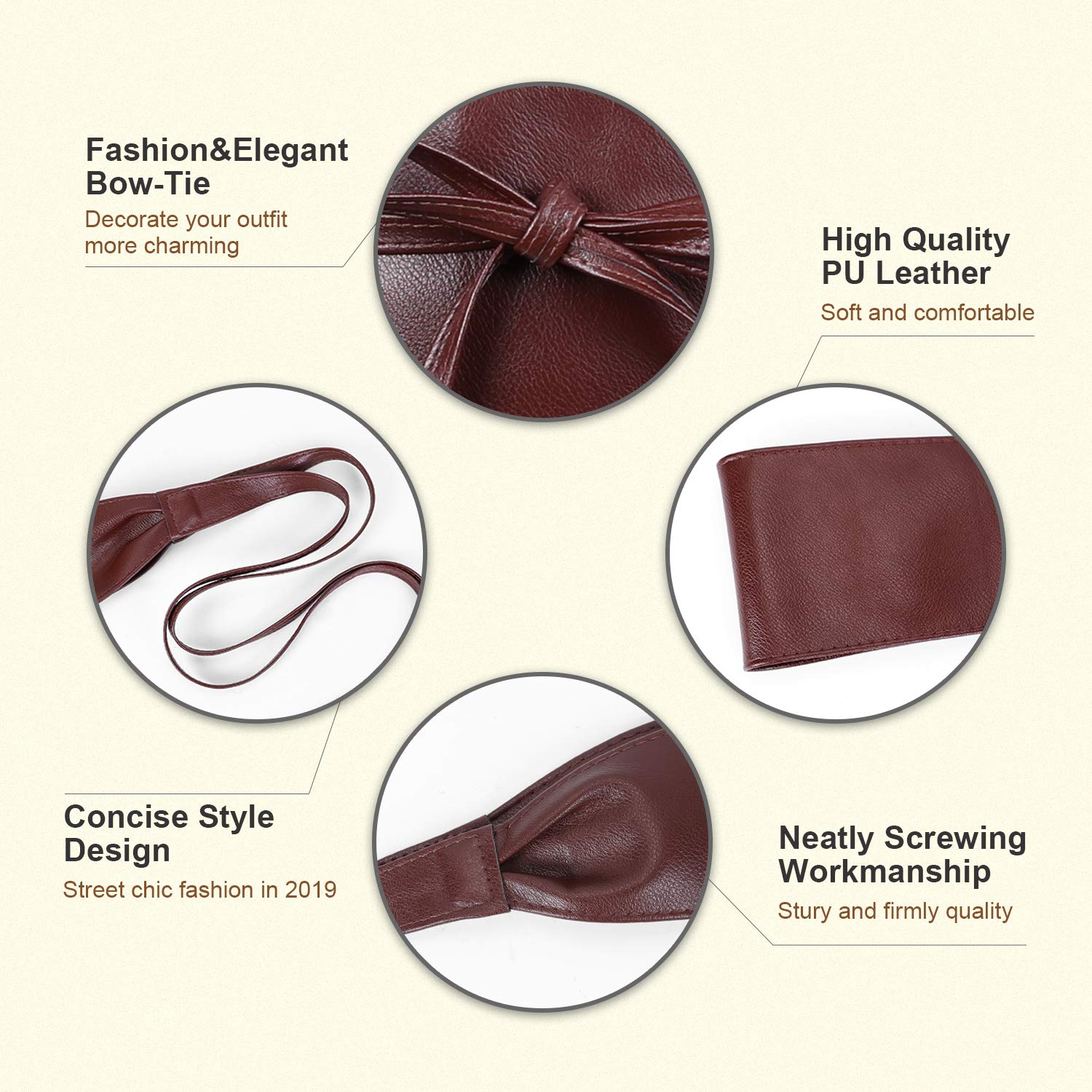 JasGood Breiter Gürtel Damen Fashion Breiter Taillengürtel für Kleid Hüftgürtel Bindegürtel Ledergürtel in vielen Farben