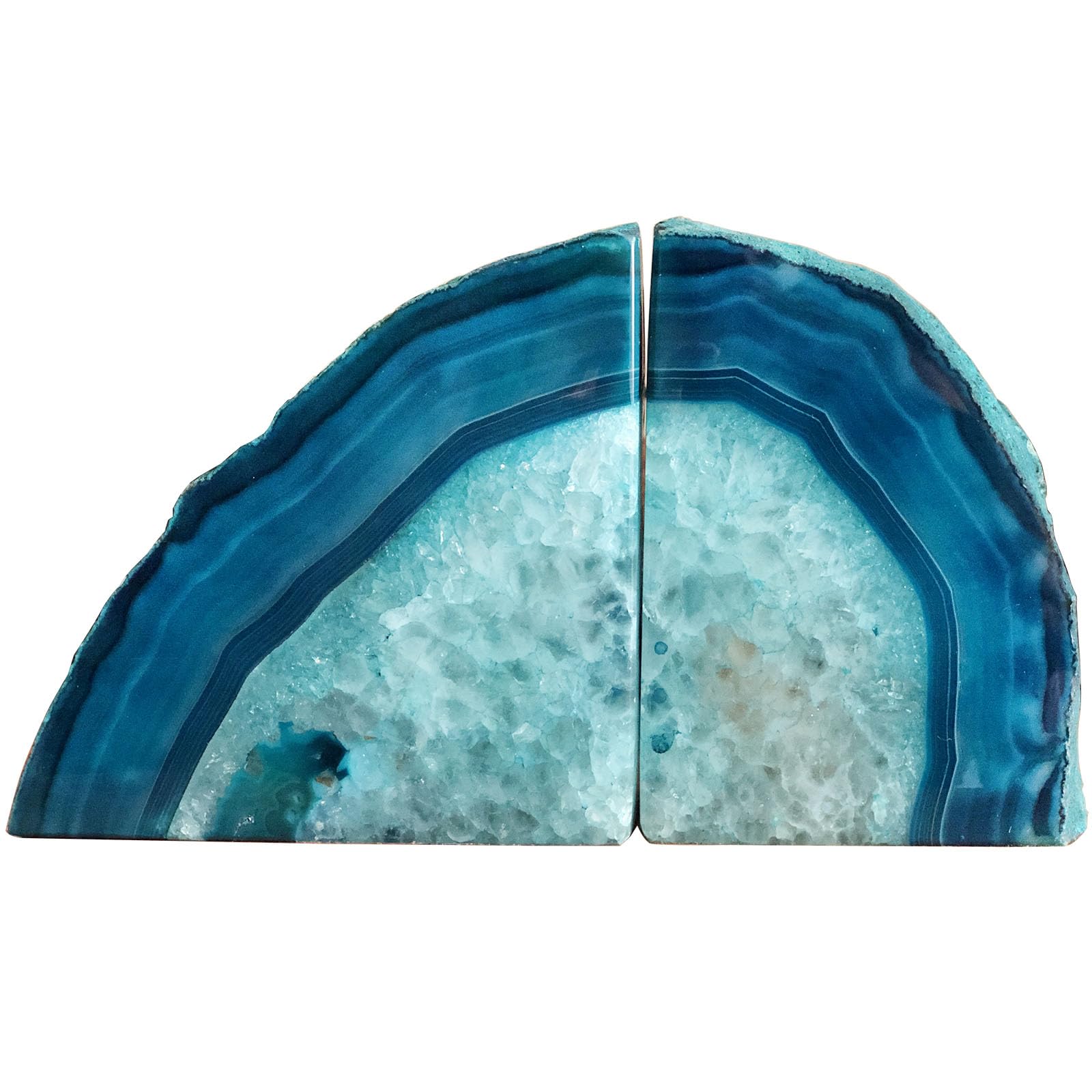 Photo 1 of AMOYSTONE Large Agate Geode Bookends Heavy Duty Stone Book Ends Decorative Bookend Holder Home Office Decor with Rubber Bumpers Teal 1 Pair 4-6 LBS