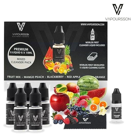 title=VAPOURSSON Prima confezione al mondo detergente Pack | 6 X 10 ml E-Liquid |